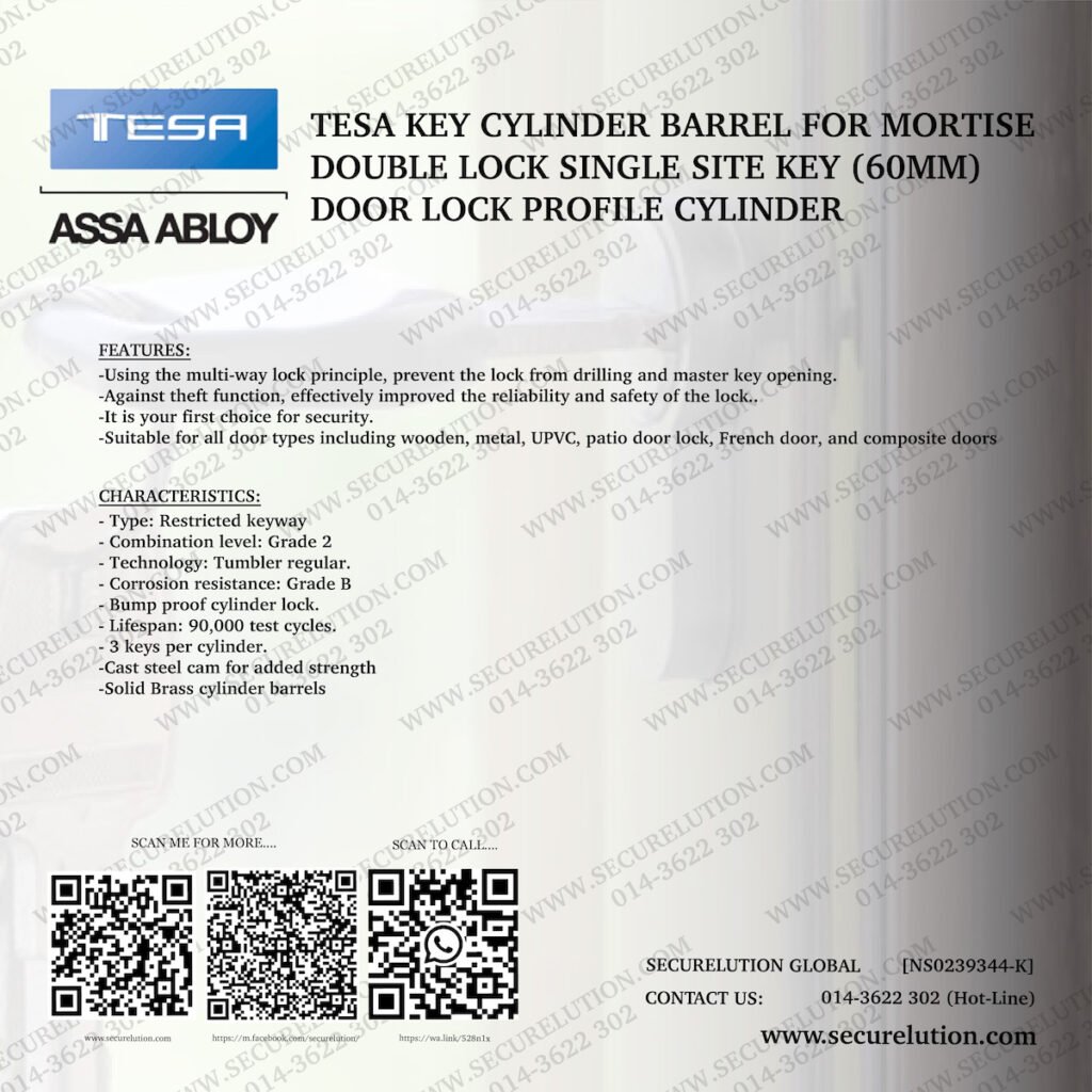 Tesa (Spain) | Key Cylinder Barrel For Mortise Double Lock Single Site ...