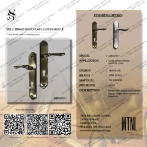 Solid Brass Back Plate Lever Handle