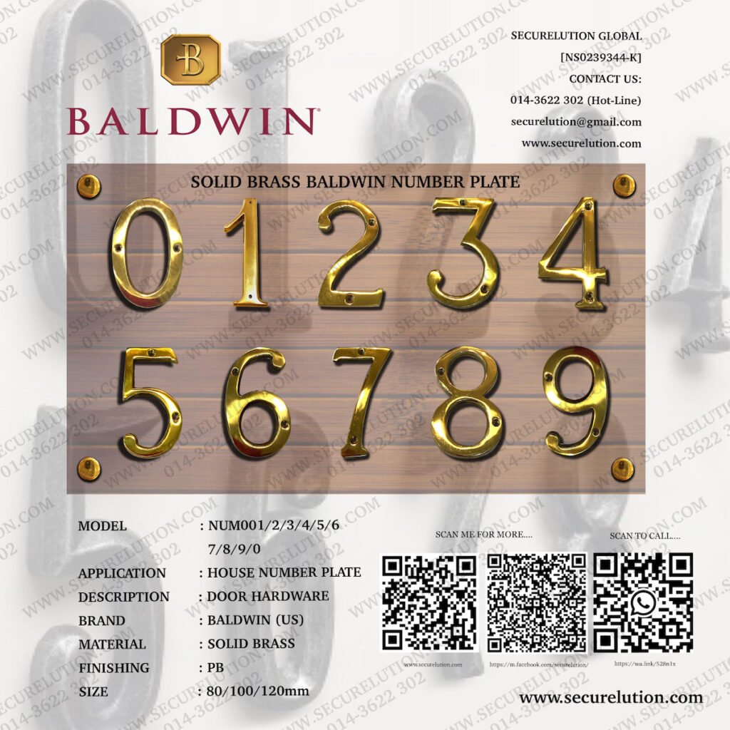 Balwin (US) | Solid Brass Baldwin Number Plate