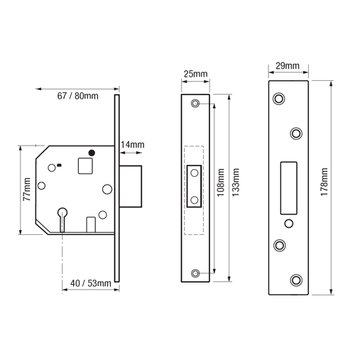 (EX CHUBB) UNION 3G114 NON BRITISH STANDARD 5 LEVER MORTICE DEADLOCK - Image 2