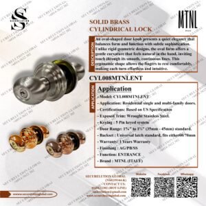 SOLID BRASS CYLINDRICAL LOCK