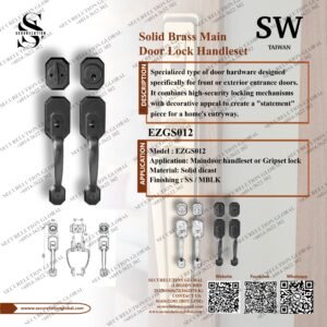 Solid Brass Main Door Lock Handleset