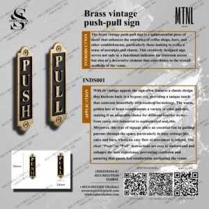 Brass vintage push-pull sign