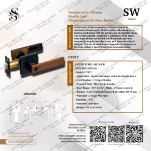 Wooden Lever Tubular Handle Lock (Replacement for Door Knobs)