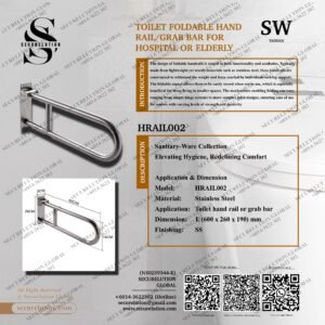 TOILET FOLDABLE HAND RAIL/GRAB BAR FOR HOSPITAL OR ELDERLY