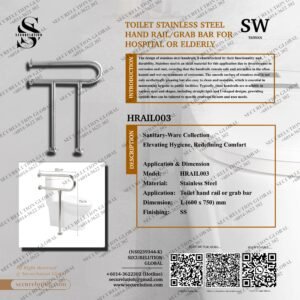 TOILET STAINLESS STEEL HAND RAIL/GRAB BAR FOR HOSPITAL OR ELDERLY
