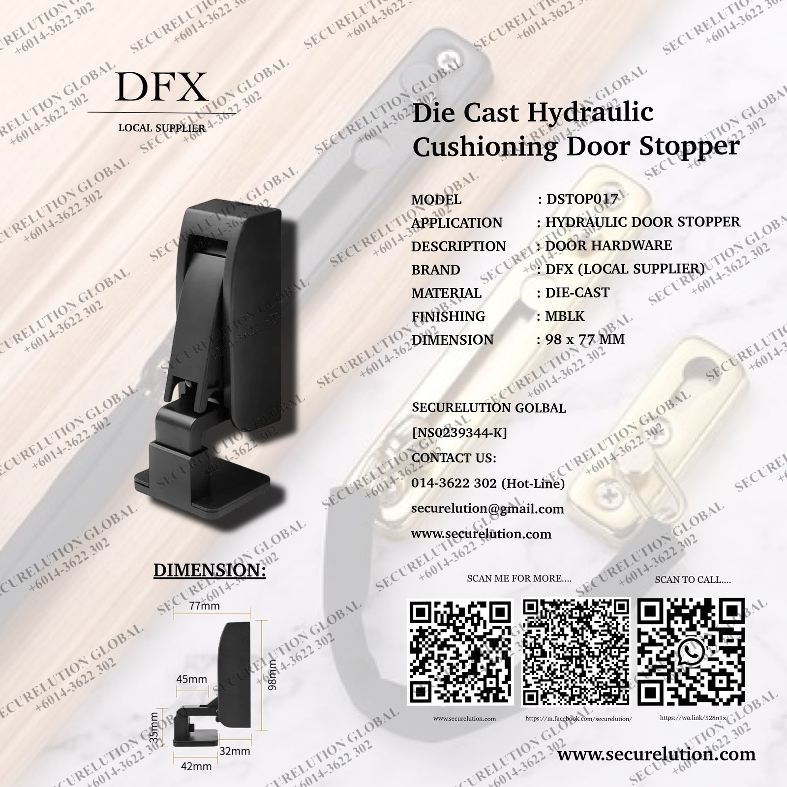 Die Cast Hydraulic Cushioning Door Stopper - Image 2