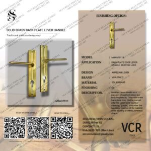 Solid Brass Big Back Plate Lever Handle