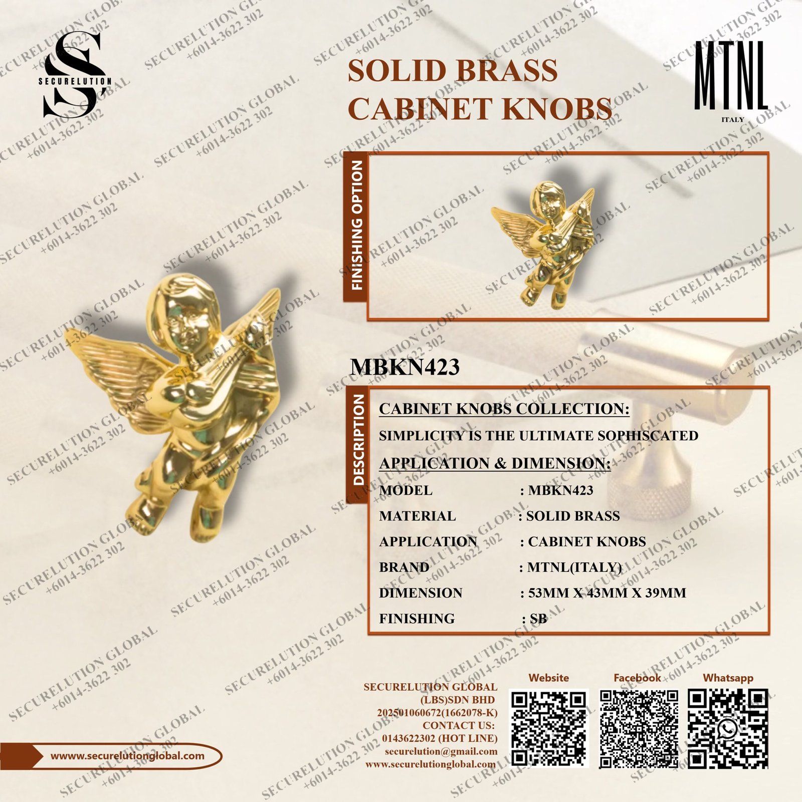 SOLID BRASS CABINET KNOBS
