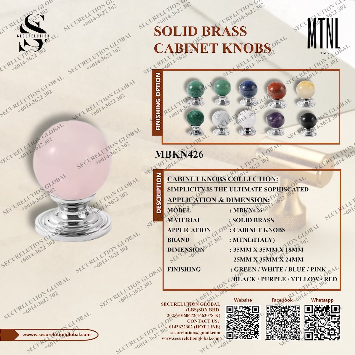 SOLID BRASS CABINET KNOBS
