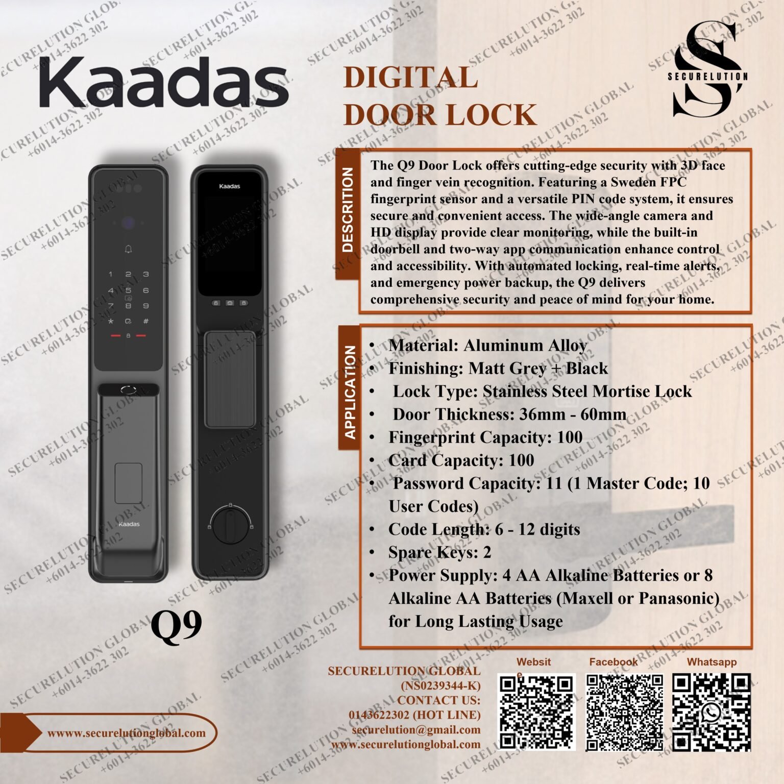 KAADAS | DIGITAL DOOR LOCK Q9