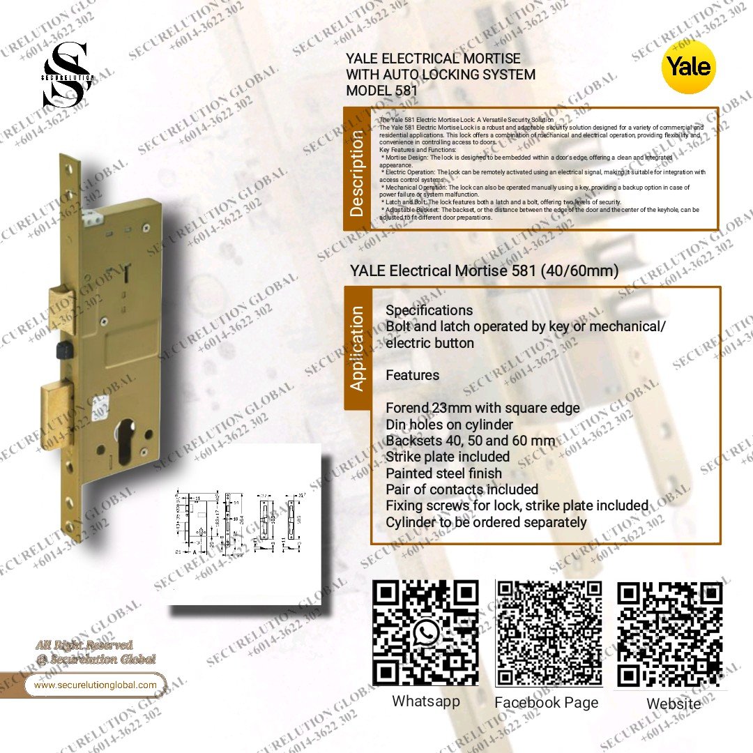 YALE Electrical Mortise 581 (40/60mm)