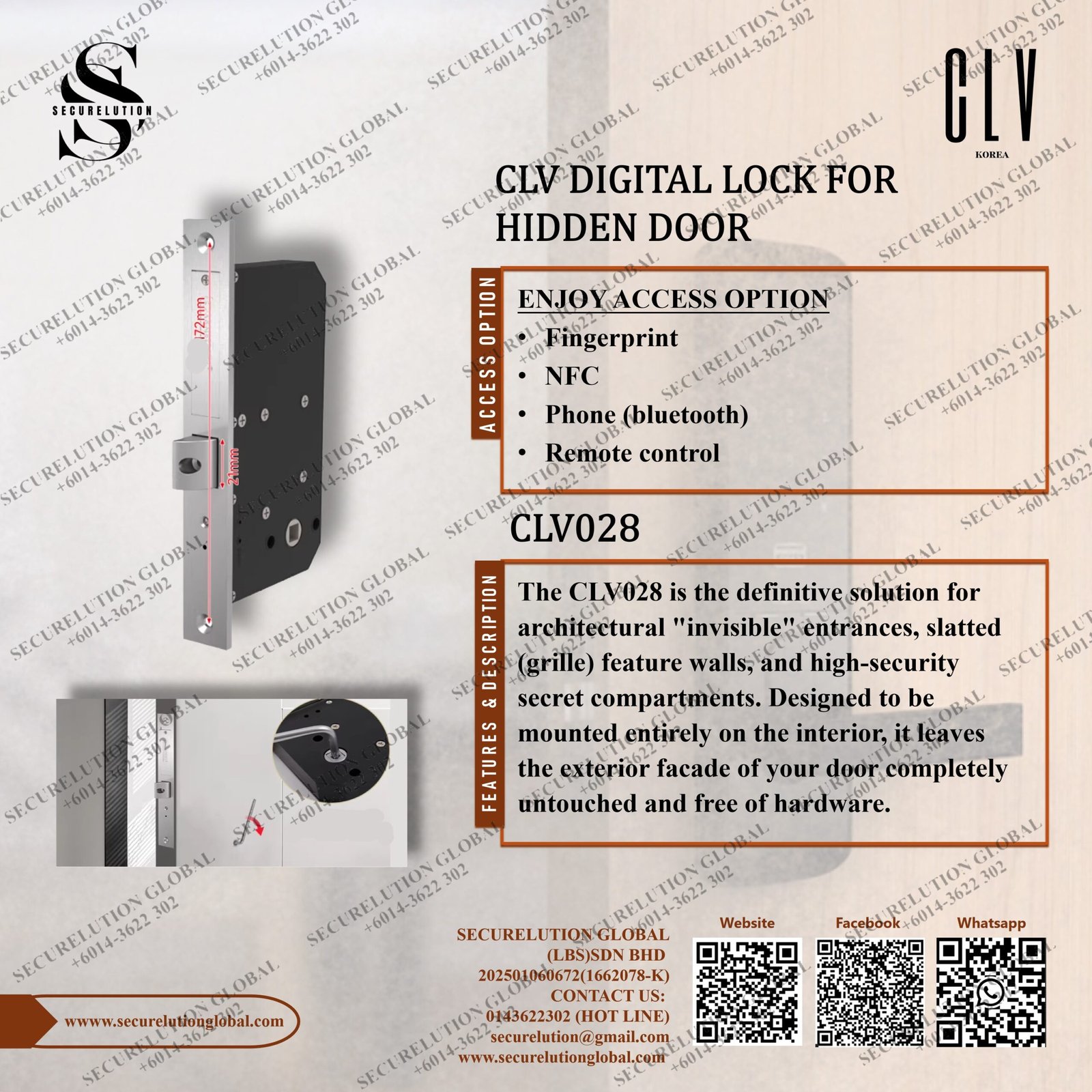 CLV Digital Lock for Hidden Door CLV028