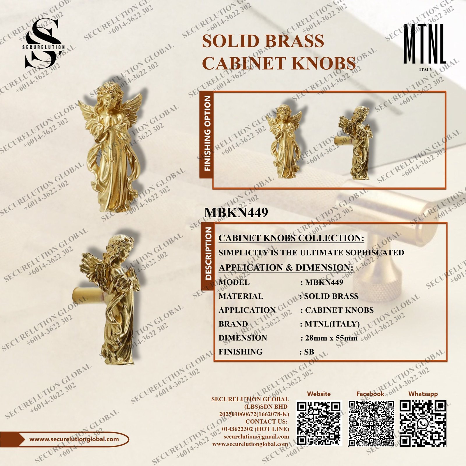 SOLID BRASS CABINET KNOBS
